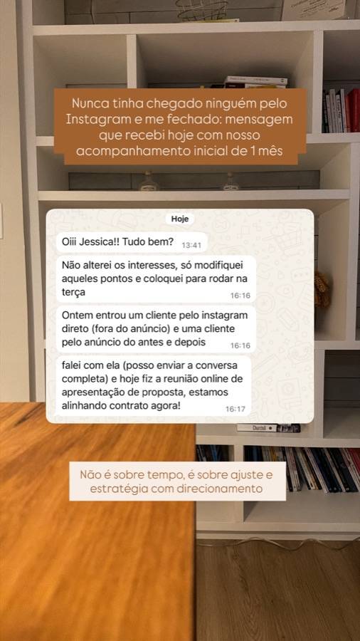 Story com mensagem de cliente sobre resultado