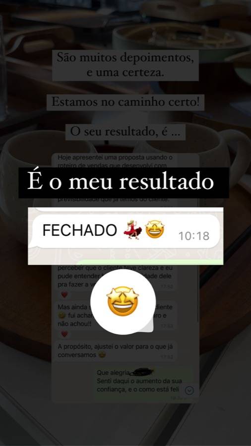 Story com mensagem de cliente sobre resultado